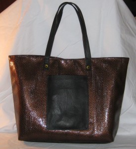 brown n black tote front