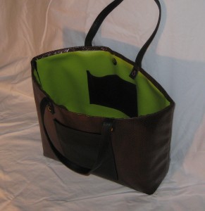 brown n black tote inside back